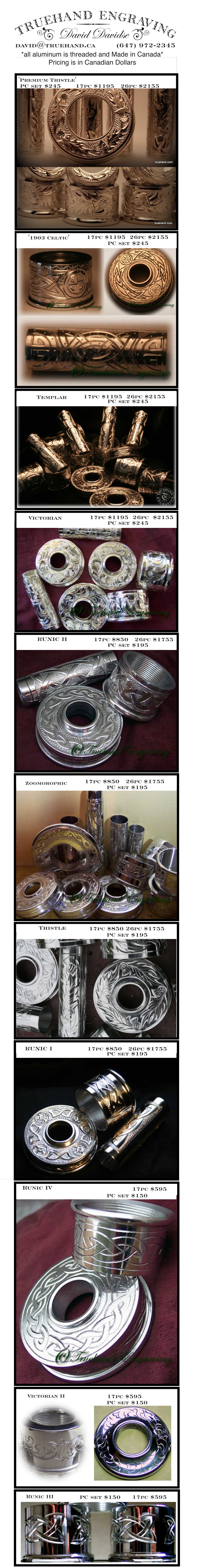Truehand Engraving bagpie Aluminum and brass pricing